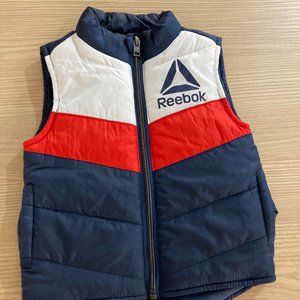 Reebok Zip Up Solid Blue White and Red Puffer Vest 12 Months 100% Polyester